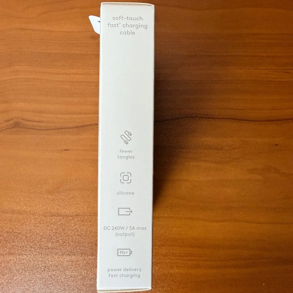 Heyday 6ft USB-C to USB-C Soft-Touch Fast Charging‎ Cable 240W PD Gray Silicone